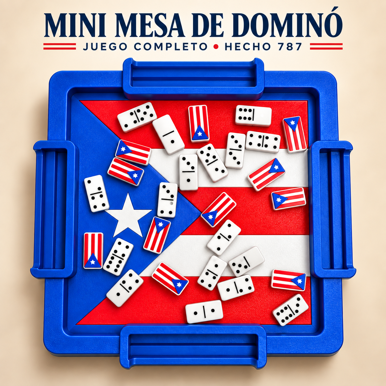 Mini Mesa de Dominó con Juego Completo